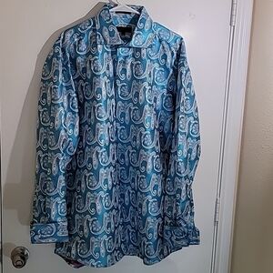 Leonardi Men's Longsleeve Paisley Button Down Shirt Size XL